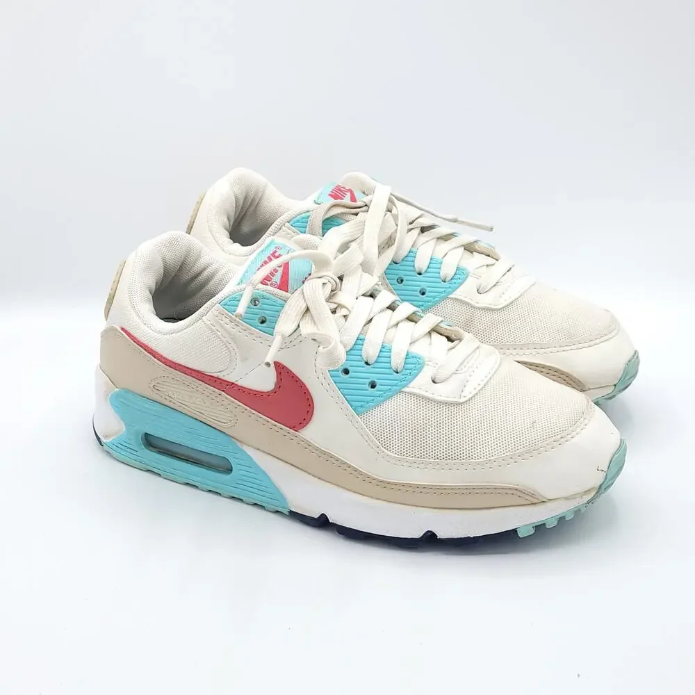 Nike Air Max 90 Sail Gypsy Pink Copa white blue DQ4699-100 women's size 8